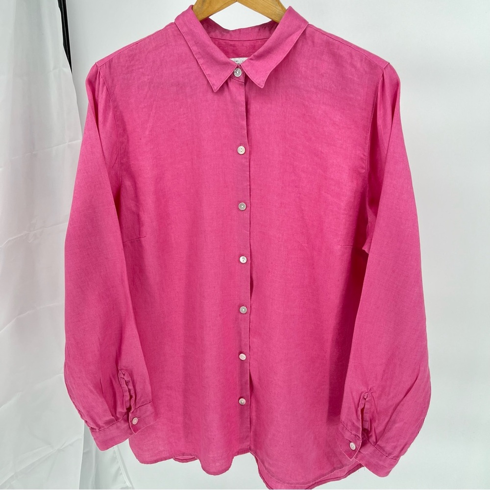 J.Jill Love Linen Essential Shirt XL Pink Long Sleeve Button Down